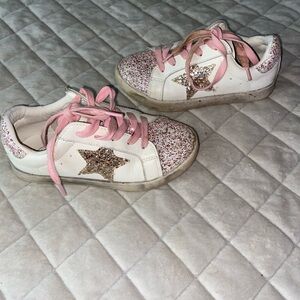 SweetHoney Pink and White Glitter Star Kids Shoes